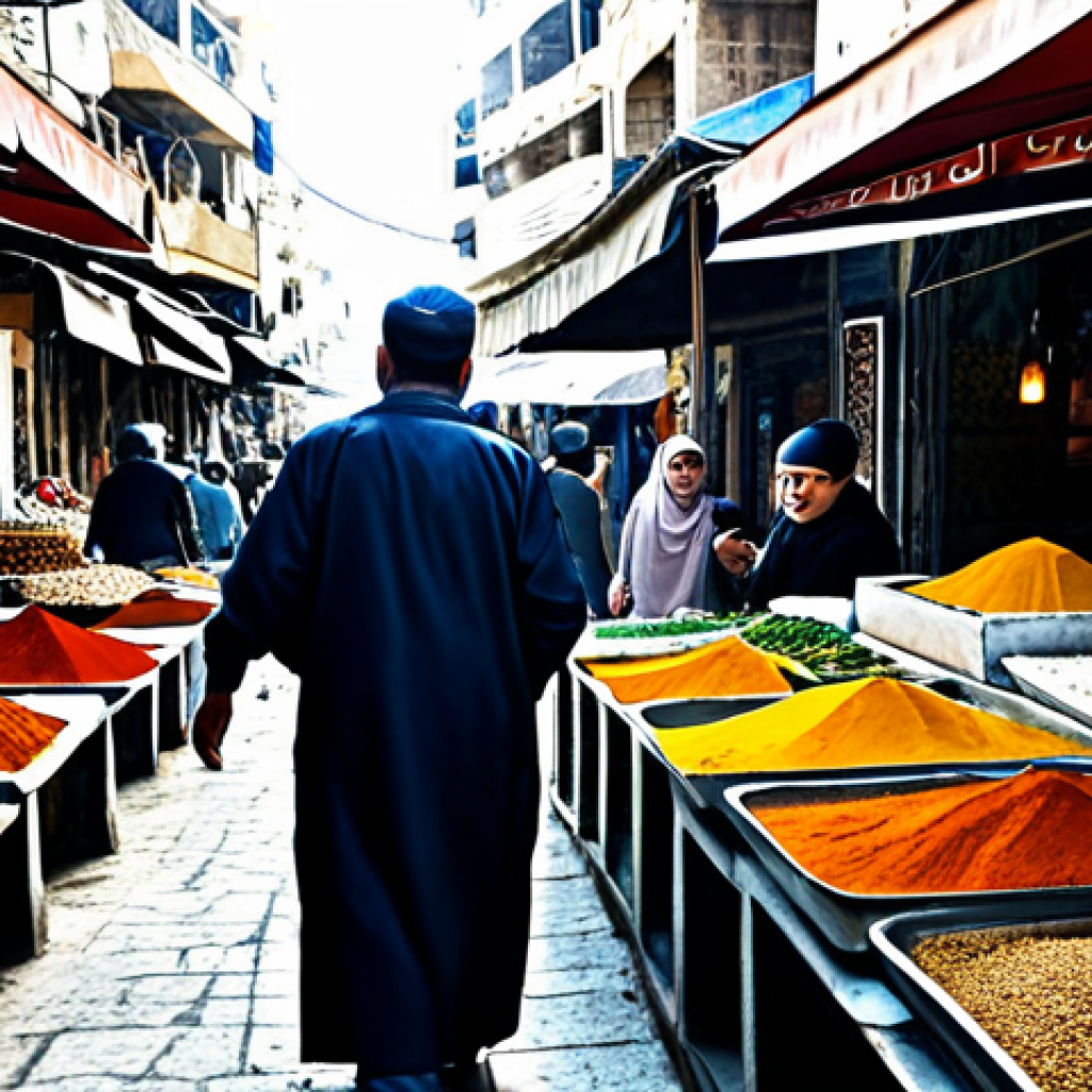 **

"A bustling marketplace in the coastal city of Latakia, Syria. Vendors in modest clothing sell spices, traditional crafts, and local food. Ancient architecture blends with modern life. Safe for work, appropriate content, fully clothed, professional photography, natural proportions, modest, family-friendly."

**
